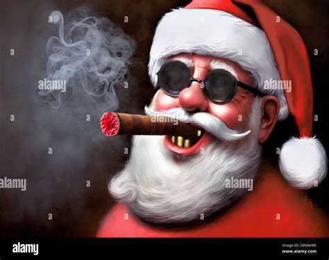 Santa Claus Smokes A Cigar Stock Photo Alamy
