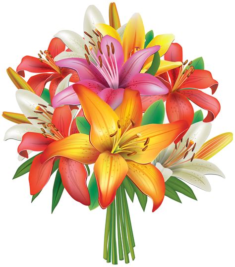 Lilies Flowers Bouquet PNG Clipart Image | Rosé png, Flowers bouquet, Flowers bouquet gift