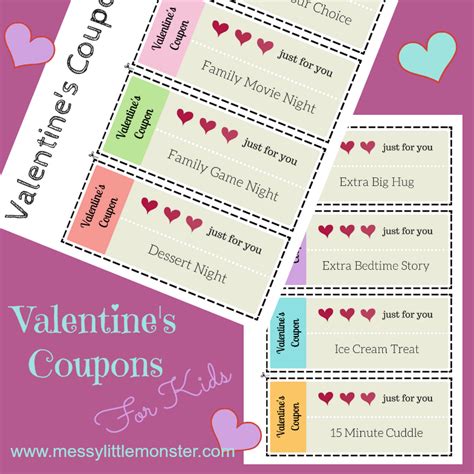 Valentines Day Coupons For Kids Messy Little Monster