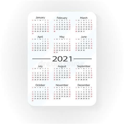 Pocket Vector Calendar 2020 And 2021 Year Minimal Business Simple
