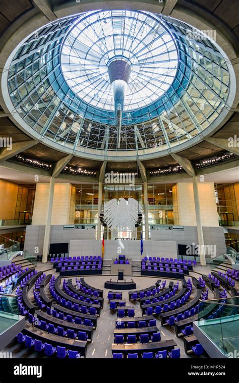 Interior Of The German Reichstag Building In Berlin Germany Stock
