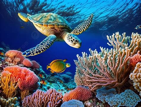 Hình Nền Rạn San Hô Rùa Biển Nền Hoạt Hình đại Dương đẹp đại Dương