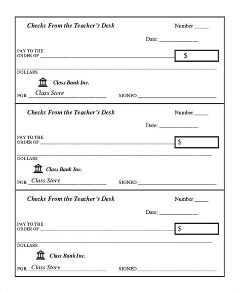Free Printable Blank Checks For Teaching
