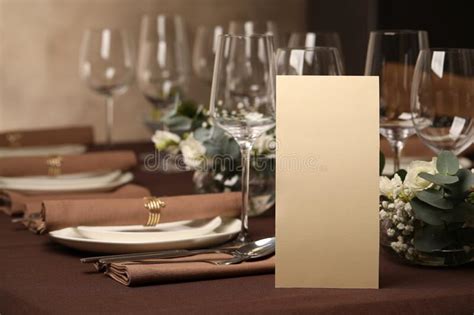 Stylish Elegant Table Setting For Festive Dinner In Restaurant Stock
