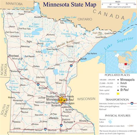 ♥ Minnesota State Map A Large Detailed Map Of Minnesota State Usa