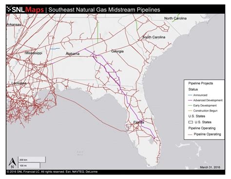 Map Of Southeast Mid Stream Natural Gas Pipelines In Florida Gas Pipeline Map