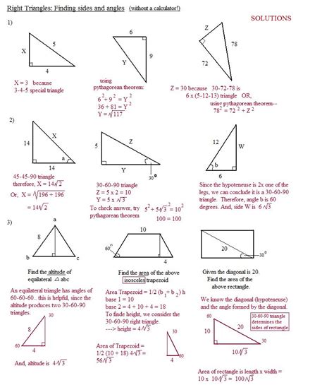 Learn the basics of trigonometry: 29 Special Right Triangles Worksheet Answer Key - Notutahituq Worksheet Information