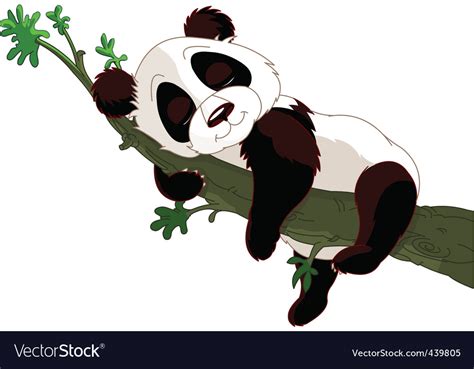 Panda Sleeping On A Branch Royalty Free Vector Image