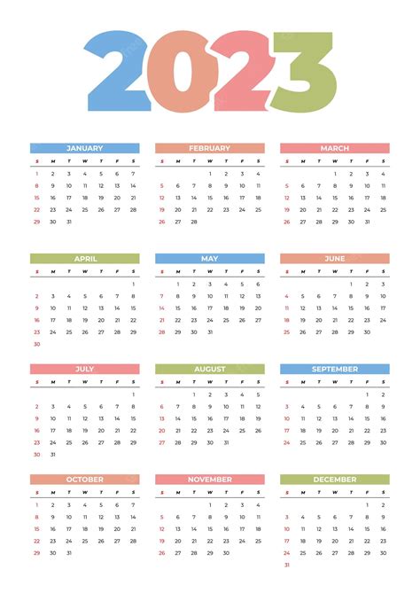 2023 Calendar Template Download On Freepik