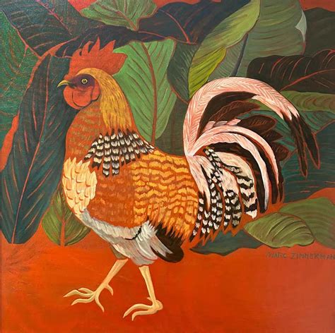 Rooster Paintings 261 For Sale On 1stdibs Abstract Rooster Painting