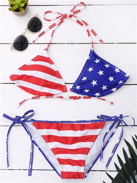 28 Off American Flag String Bikini Patriotic Swimwear Rosegal