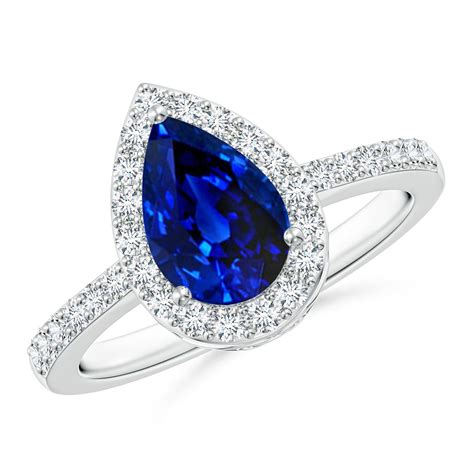 Pear Sapphire Ring With Diamond Halo