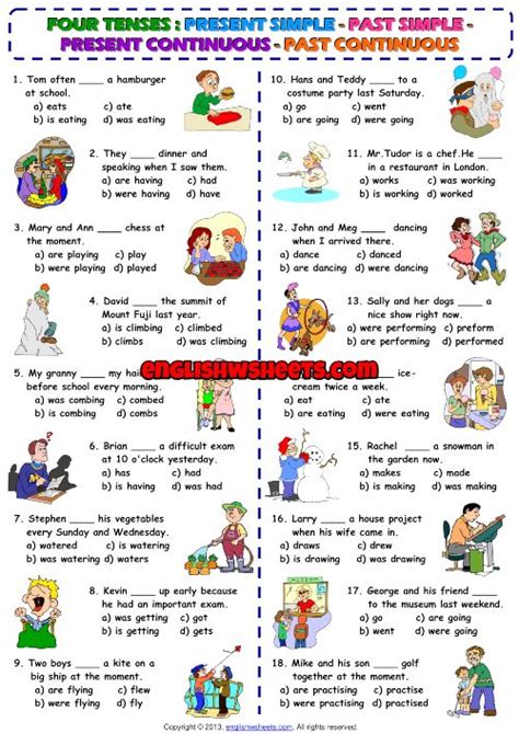 Present Simple Or Present Continuous With KEY English Simple Past Tense Tenses Continuity