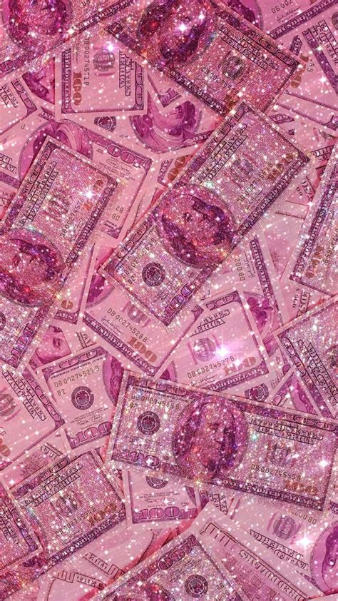 Pink Glitter Money Wallpaper With Lots Of Sparkles On The Top And