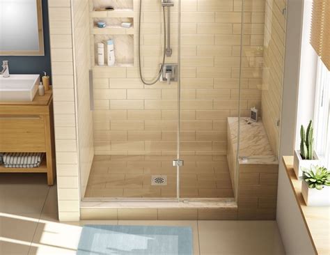 The grate accommodates tiles 1/4 in. Tile Redi P3048C-RB30-KIT Black 30" x 60" Alcove Shower ...