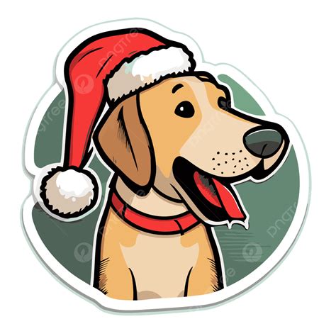 Happy Dog Santa Hat Sticker Clipart Vector Sticker Design With Cartoon