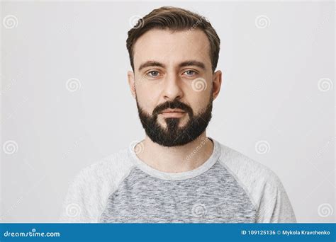 Calm Interesting Bearded Guy In Trendy Shirt With Normal Face