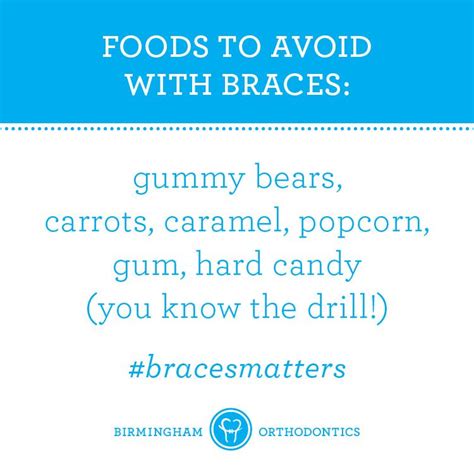 Popcorn, ice, hard candy, whole nuts, corn chips and taco shells. Braces tips. Foods to avoid with braces. | Braces tips ...