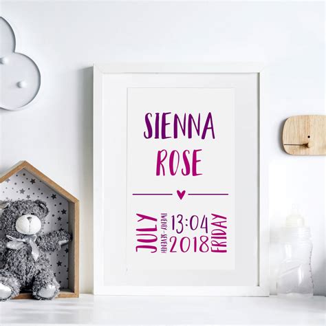 New Baby Name Personalised Print By Spotty N Stripy