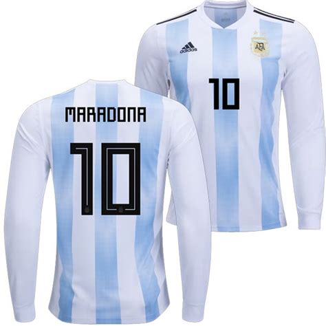 2018 Argentina World Cup Home Authentic Ls Jersey Shirt 10 Diego