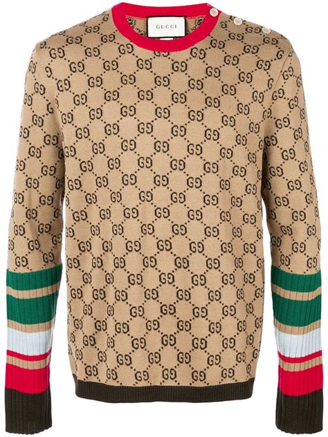 Lyst Gucci Logo Intarsia Knitted Jumper In Natural For Men