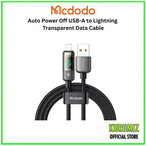 Mcdodo Auto Power Off Usb A To Lightning Transparent Data Cable Mobile Phones Gadgets Mobile