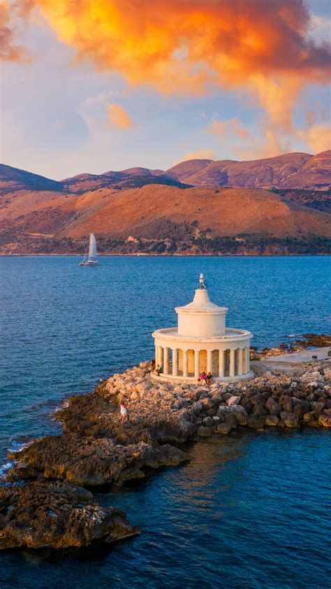Aerial View Of Lighthouse Of Saint Theodore In Lassi Argostoli