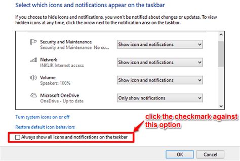 Show All Icons And Notifications In System Tray In Windows 10