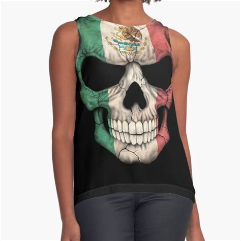 Mexican Flag Skull Sleeveless Top For Sale By JeffBartels Redbubble