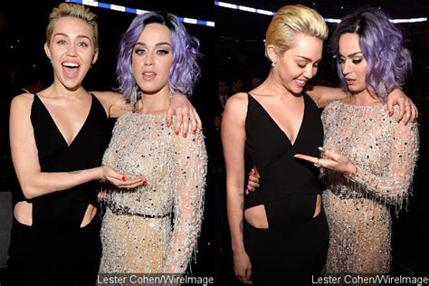 Miley Cyrus And Katy Perry Grab Each Other S Boob At Grammy Awards