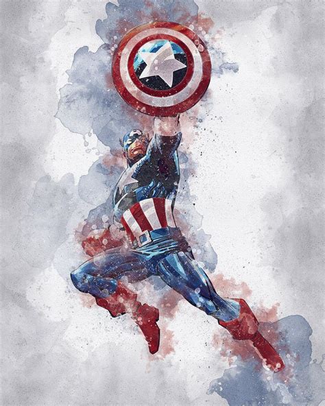 Captain America Captain America Digital Marvel Poster Etsy Captain