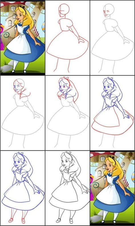 How To Draw Alice In Wonderland Alice In Wonderland Drawings Alice