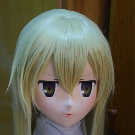 C2 020 Full Head Female Face Anime Mask With Wig Cosplay