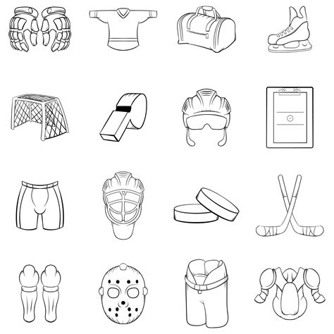 Hockey Icons Set Vector Outline 8823322 Vector Art At Vecteezy