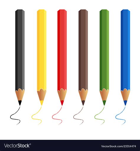 Six Colored Pencils Draw Baby C Pencils Royalty Free Vector