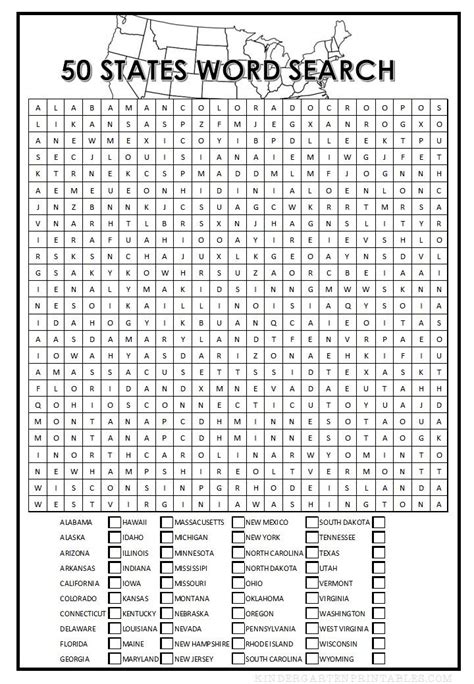 50 States Word Search 50 States Activities Word Find