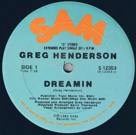 Greg Henderson Dreamin 1982 Vinyl Discogs