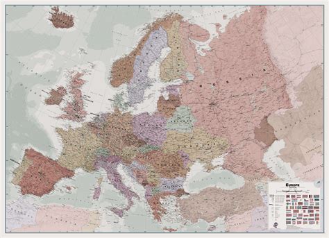 Large Executive Political Europe Wall Map Laminated
