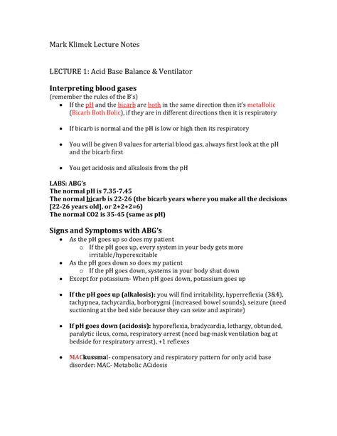 432040025- Nclex-Review - Mark Klimek Lecture Notes LECTURE 1: Acid