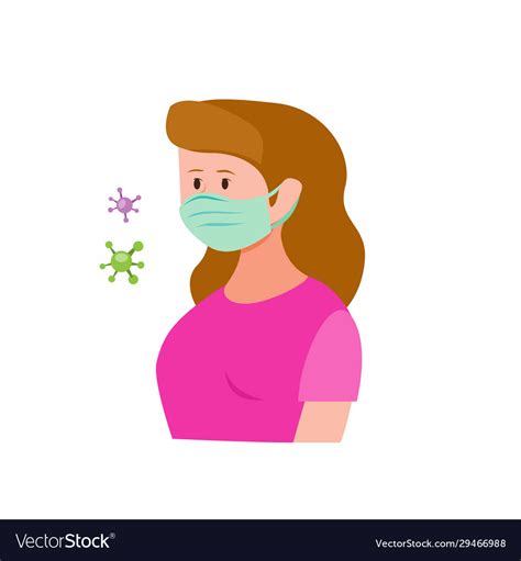 Girl Wearing Mask To Protect From Pollution Virus Vector Image