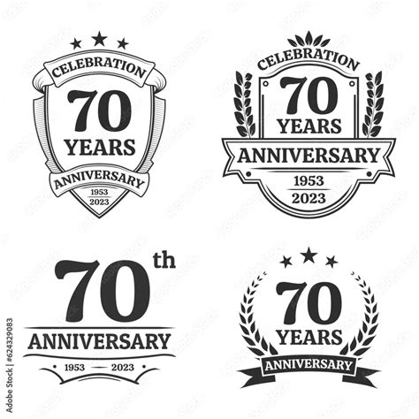 70 Years Anniversary Icon Or Logo Set Vintage Birthday Banner Design