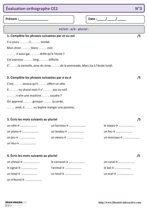 Voir plus d'idées sur le thème exercice ce2, exercice ce2 à imprimer, exercice ce1. 5 évaluations qui pourront servir de bilan en orthographe ...