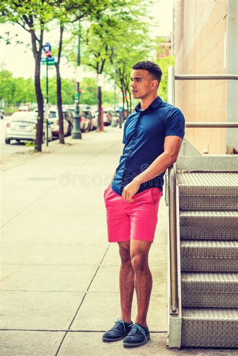 Young Man Standing Outdoors In New York City Stock Photo Image Of