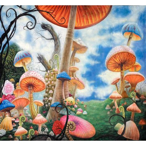 Alice In Wonderland Mushroom Forest Background