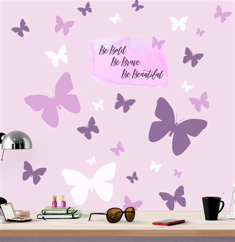 Be Bold Be Brave Be Beautiful Butterfly Wall Decals Kids Room Mural