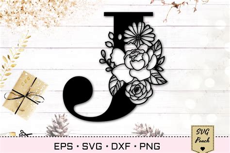 Download Floral letter J svg, Flower J monogram font initial SVG ...