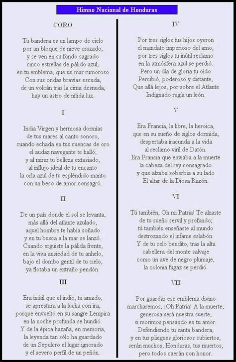 El Himno Nacional De Honduras Honduras En Línea Hon Line