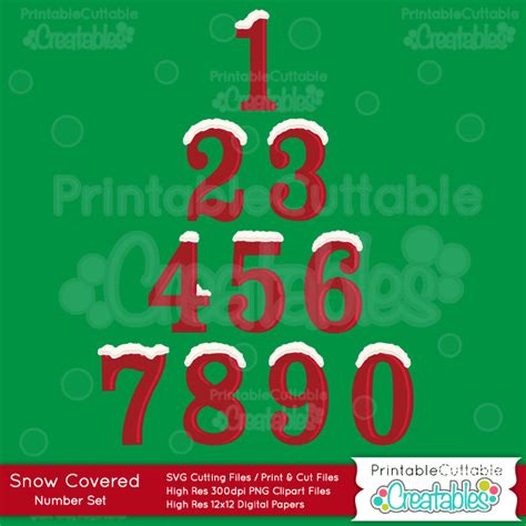 Download Snow Covered Christmas Numbers SVG Cut Files & Clipart