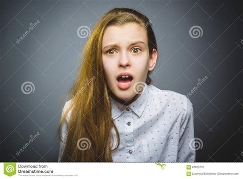 Closeup Sad Girl With Worried Stressed Face Expression Stock Image