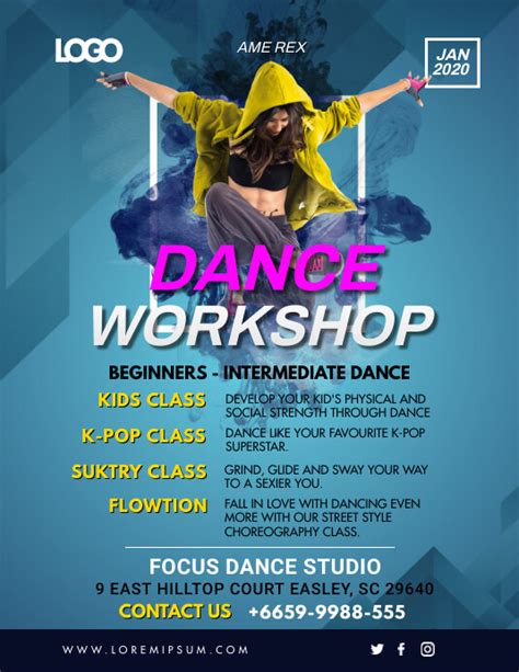 Dance Workshop Classes School Workshop Flyer Template Postermywall